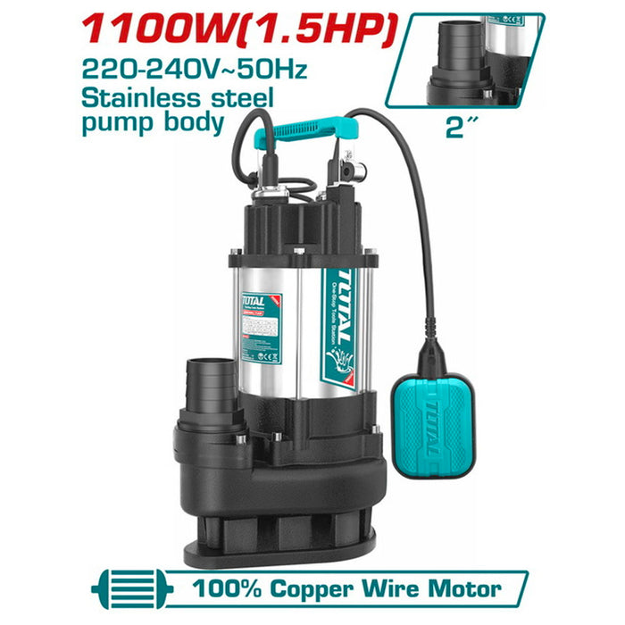 Pompe Submersible 1100W- TOTAL TUNISIA Evacuation TWP7110016 - TOTAL TOOLS TUNISIA Site officiel | Station d'outils