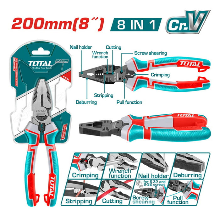 THTMF186 - Pince 8 En 1 Total 200 mm - Coupe Dénudage - TOTAL TOOLS TUNISIA Site officiel | Station d'outils
