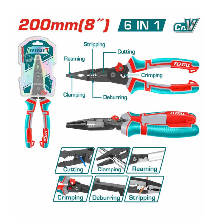 THTMF286 - Pince Multi-FonCTION 6 En 1 TOTAL 200 mm Coupe - TOTAL TOOLS TUNISIA Site officiel | Station d'outils