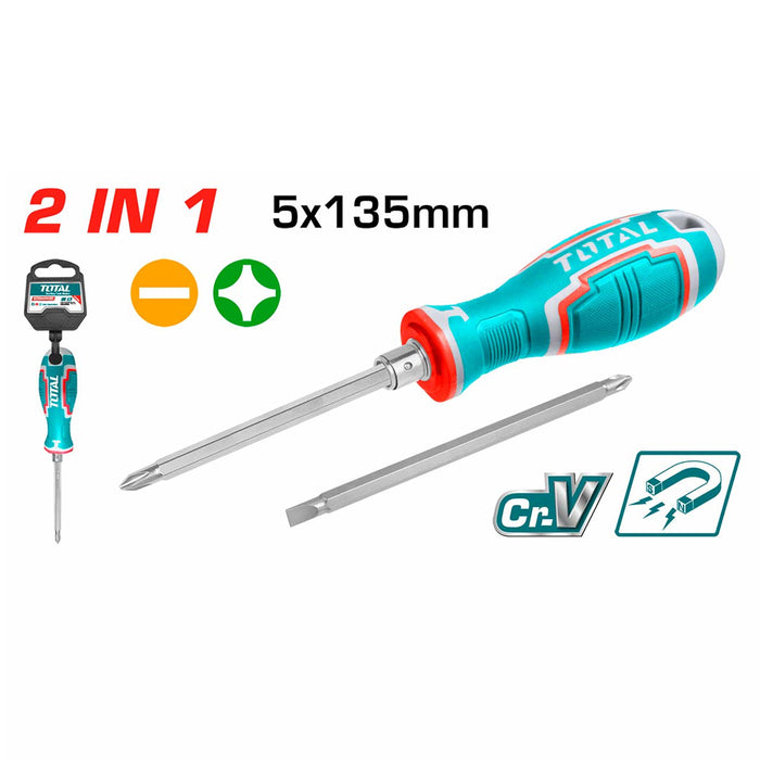 Tournevis 2EN1 5X135MM THT250226 TOTAL 5X135MM PH1 SL5 - TOTAL TOOLS TUNISIA Site officiel | Station d'outils