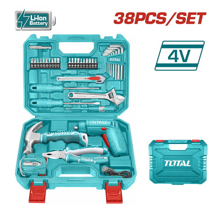 Kit Outils 38 Pièces Tournevis Sans Fil 4V THKTHP10386