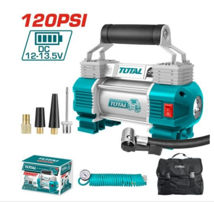 TOTAL Compresseur D'Air 2 Cylindres TTAC2506 Portable 12V - TOTAL TOOLS TUNISIA Site officiel | Station d'outils