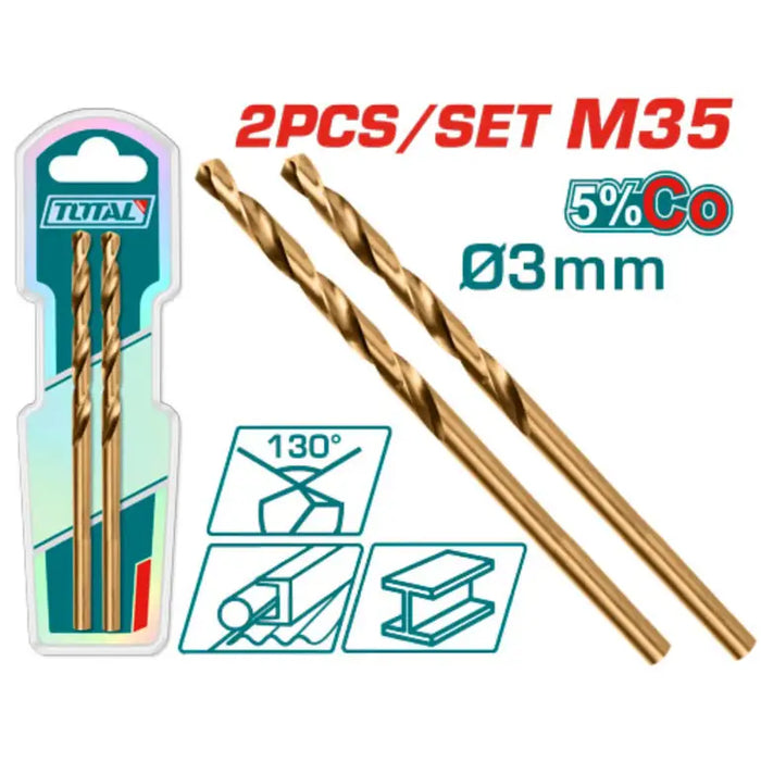 Total JX 2 Meche HSS M35 3mm Tac11203001 Acier Rapide Cobalt 5 Pour Petits Perçages Précis