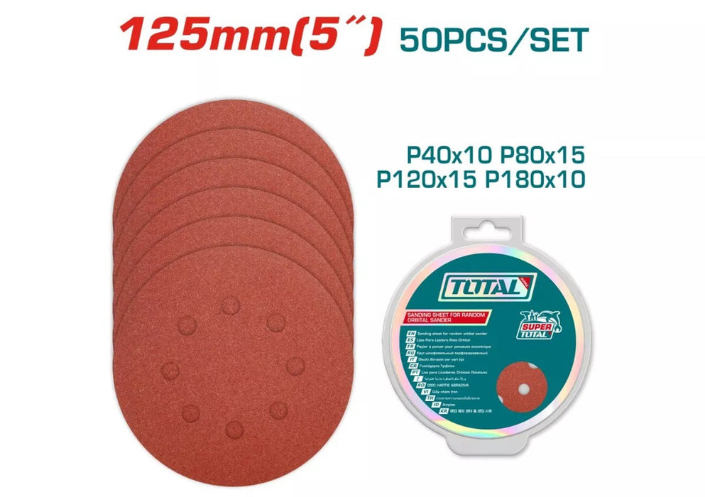 Disques Abrasifs Perforés TOTAL JX 50 Pièces 125 mm TAC7312511
