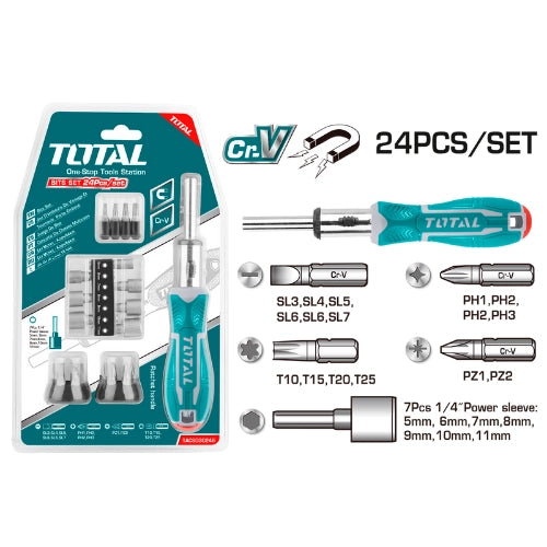 Jeu Tournevis Cliquet 24 Pièces – Total Tunisia TACSD30246 - TOTAL TOOLS TUNISIA Site officiel | Station d'outils
