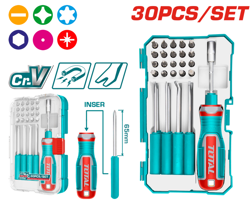 Coffret Tournevis JX30– TOTAL TUNISIA Ergonomie–TACSD30306 - TOTAL TOOLS TUNISIA Site officiel | Station d'outils