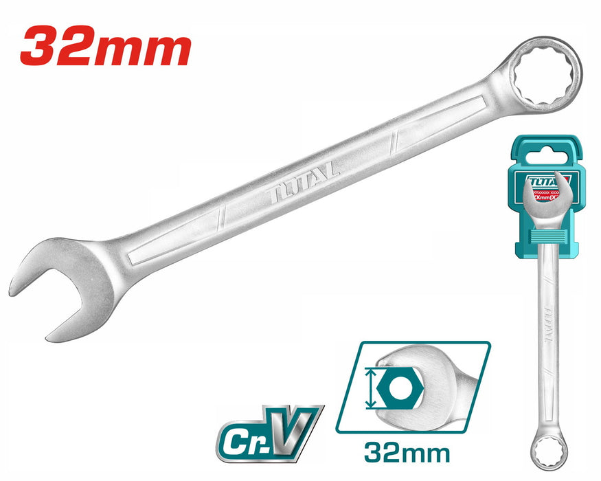 Clé Mixte 32 mm Acier Chrome Vanadium Finition Satinée Norme DIN 12 Pans