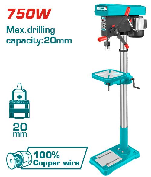 Perceuse Colonne 20mm 750W Total Tunisie Menuiserie TDP207505 - TOTAL TOOLS TUNISIA Site officiel | Station d'outils