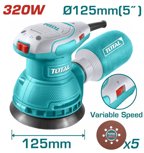 Ponceuse Rotative 320W 125mm TOTAL TUNISIA Pro TF2131256 - TOTAL TOOLS TUNISIA Site officiel | Station d'outils