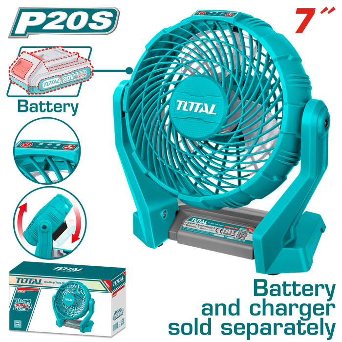 Ventilateur Sans Fil 20V 7 Pouces Li Ion TOTAL TFALI2007 Sans Batterie