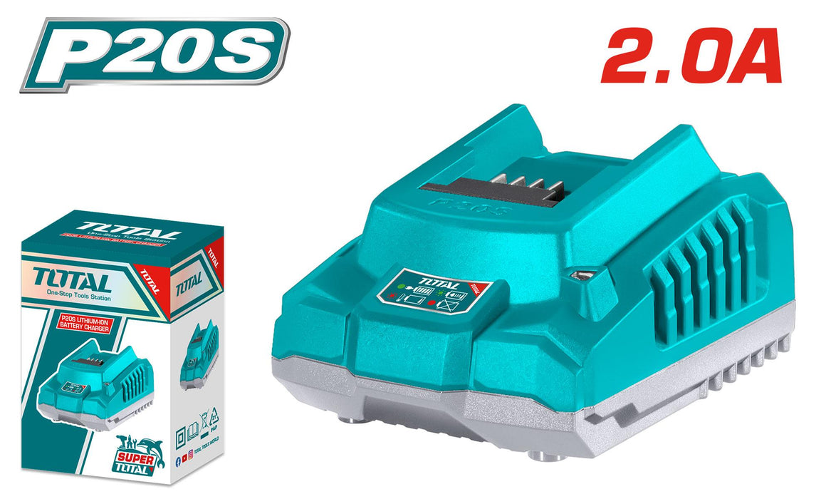 Chargeur Batterie 20V 2A – TOTAL TUNISIA Rapide – TFCLI2001 - TOTAL TOOLS TUNISIA Site officiel | Station d'outils