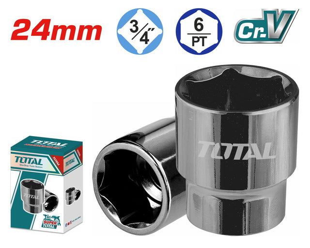 Douille Hexagonale 24 mm Total THHAST34241 Acier Chrome Vanadium Finition Poli Miroir Anticorrosion