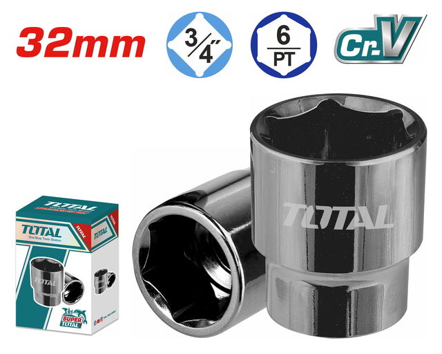 Douille Hexagonale 32 mm Total THHAST34321 Acier Chrome Vanadium Usage Professionnel Intensif