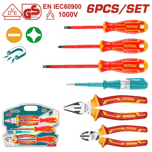 Ensemble Isolés 6Pcs 1000V TOTAL TUNISIA SécuritéTHKIST3062 - TOTAL TOOLS TUNISIA Site officiel | Station d'outils