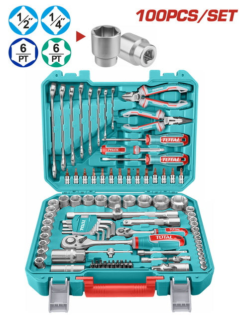 Kit Outils 100 Pièces TOTAL TUNISIA Bricolage THKTHP21006 - TOTAL TOOLS TUNISIA Site officiel | Station d'outils