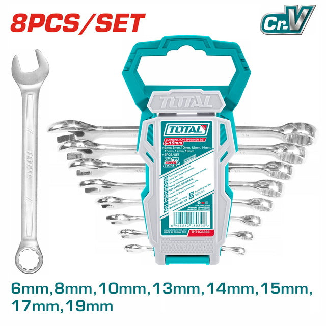 THT102286-I - Jeu Clés Mixtes TOTAL 8P - Tailles 6-19mm - TOTAL TOOLS TUNISIA Site officiel | Station d'outils