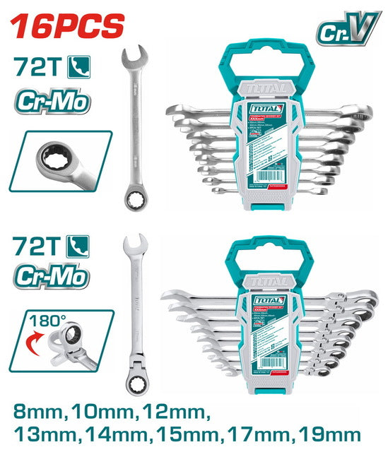 THT103RK166 Clés À Cliquet TOTAL 16 Pièces Pour Bricolage - TOTAL TOOLS TUNISIA Site officiel | Station d'outils