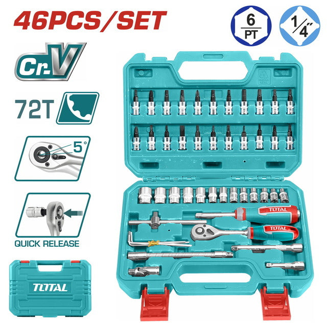 THT141462 Coffret 46 Douilles TOTAL 1/4 Drive 72 Serrage - TOTAL TOOLS TUNISIA Site officiel | Station d'outils