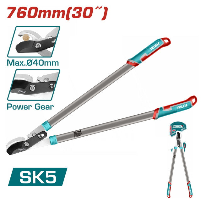 Sécateur Total 760mm THT1527608 Coupe-Branches à Bras Long Système Démultiplicateur Acier SK5 Antiadhésif