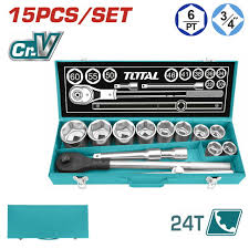 Total JX 15 Jeu Douilles 3 Sur 4 Pouces Accessoires Inclus - TOTAL TOOLS TUNISIA Site officiel | Station d'outils