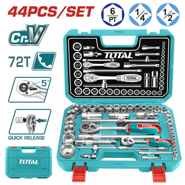 THT421441 Jeu Douilles TOTAL 1/4 Et 1/2 Coffret Durable - TOTAL TOOLS TUNISIA Site officiel | Station d'outils