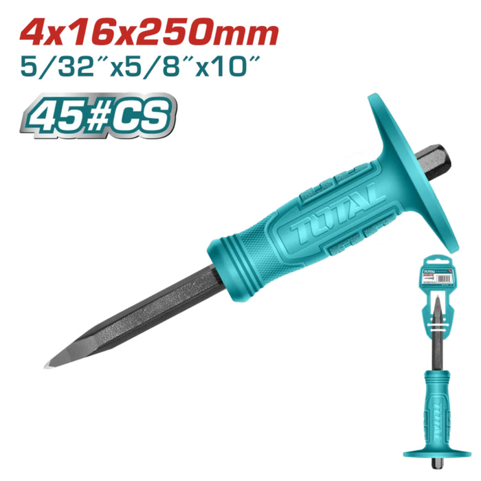 Total Broche Maçon 250mm THT4221026 Acier Carbone 45# Poignée Ergonomique Antidérapante