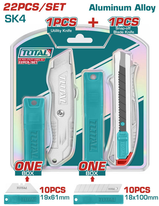 Set de Couteaux TOTAL JX 2 THT515226 avec 22 Pièces et Lames de Rechange