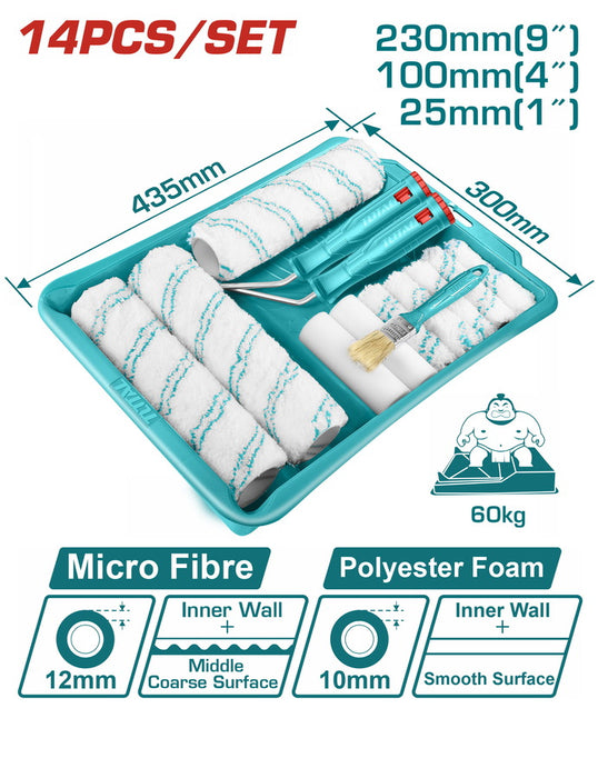 Kit Peinture 14 Pièces tht862302 Avec Manchons Rouleaux Et Pinceaux Pour Murs Intérieurs