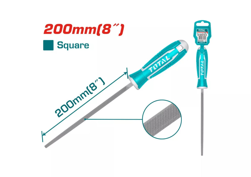 Lime Manuelle Carrée Total 200 Mm THT91886 Acier Carbone Trempé Double Coupe