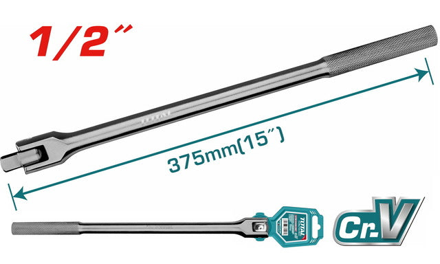 Barre de Force Droite Total Flexible 375 mm THTFX12151 Acier Chrome Vanadium 1/2 Pouce Moletée