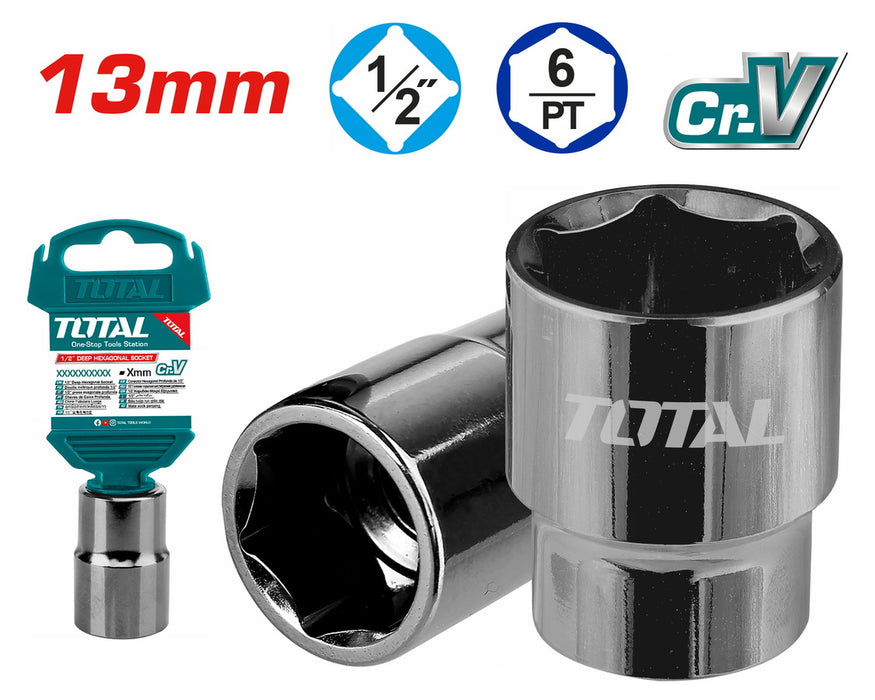 Douille Hexagonale Profonde 13mm Total THTST12131 Acier Chrome Vanadium