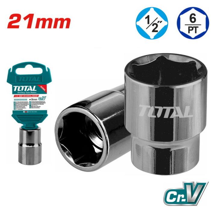 Douille Hexagonale 21mm Total THTST12211 Chrome Vanadium 1/2 Pouce