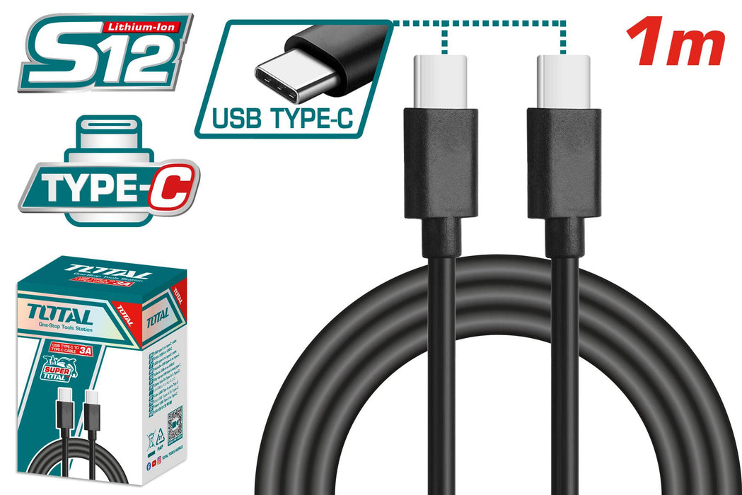 TIUCC02 - Câble USB Type-C 1m TOTAL Charge Rapide 3A - TOTAL TOOLS TUNISIA Site officiel | Station d'outils