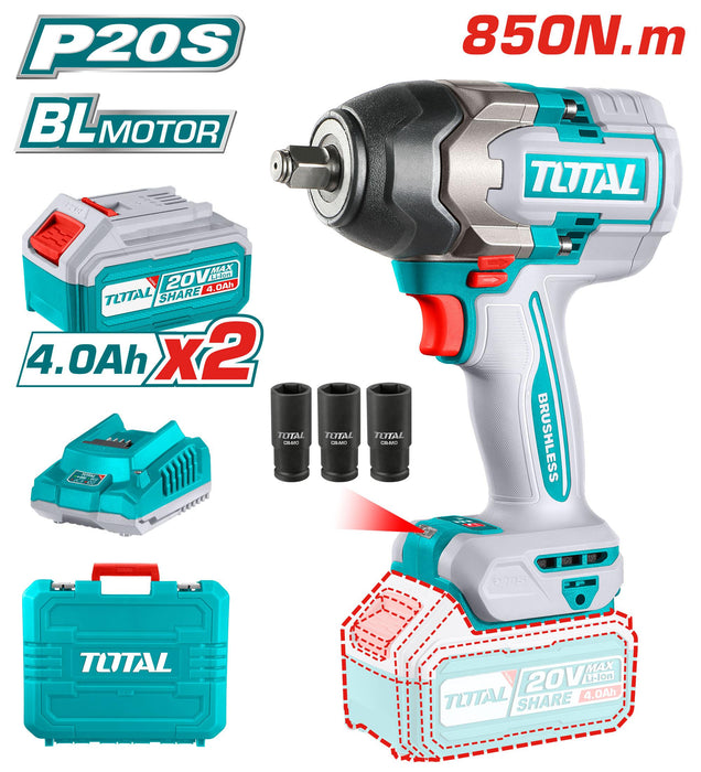 TIWLI2085 Clé À Chocs Sans Fil TOTAL 20V 850Nm 2 Batteries - TOTAL TOOLS TUNISIA Site officiel | Station d'outils