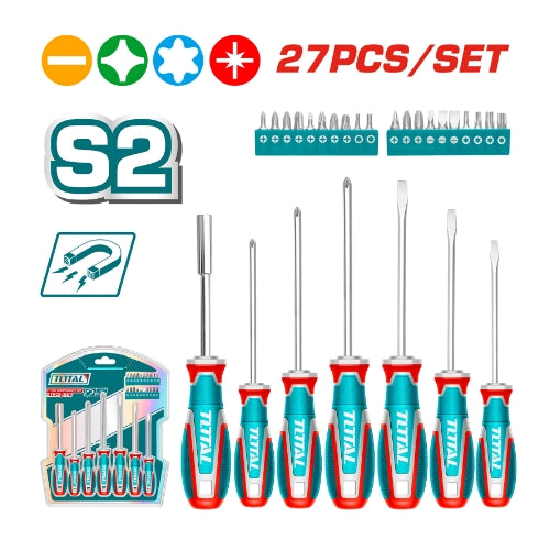 TKSDS2726 - Tournevis TOTAL 21 Embouts Acier S2 - Magnétique - TOTAL TOOLS TUNISIA Site officiel | Station d'outils