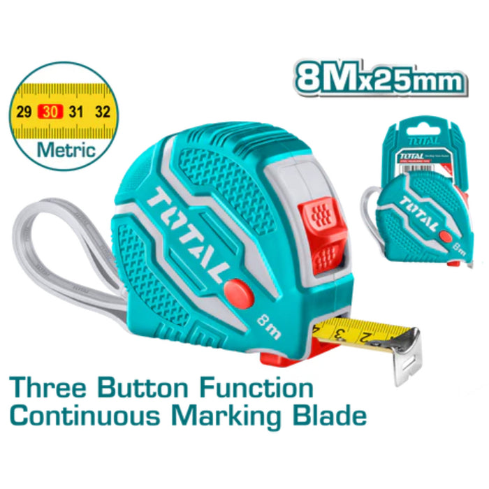 Ruban A Mesurer 8M TMT126081M Total Avec Revêtement Anti-Abrasion
