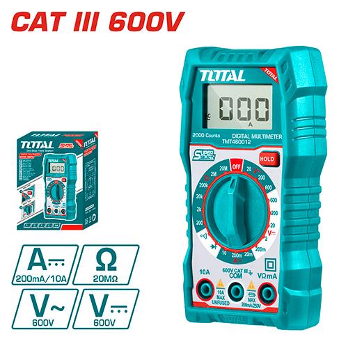 TMT460012 – Multimètre Numérique TOTAL 200mV–600V DC/AC – Précis - TOTAL TOOLS TUNISIA Site officiel | Station d'outils