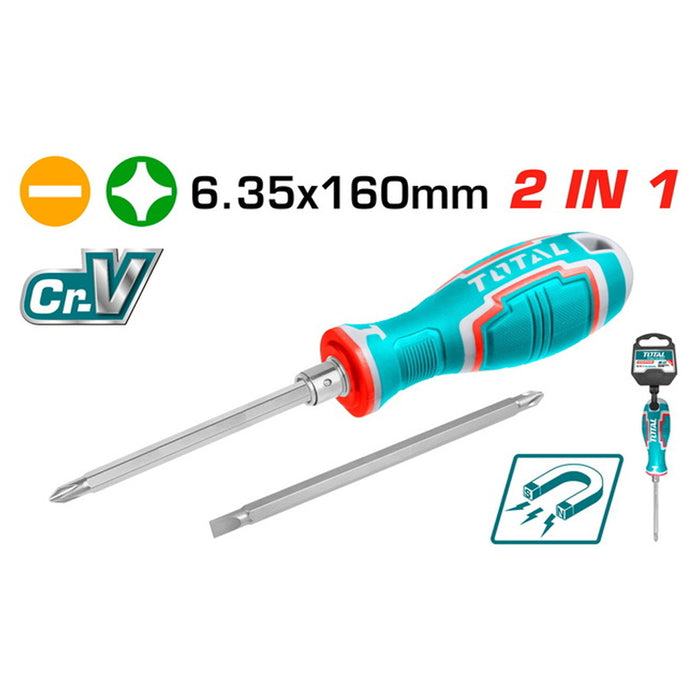 THT250206 Tournevis Total 6.35x160mm 2 En 1 PH2 SL6.3 Pro - TOTAL TOOLS TUNISIA Site officiel | Station d'outils