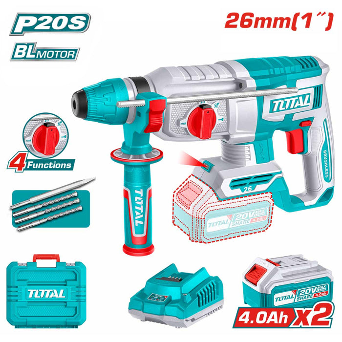 TRHLI202682 – Marteau Perforateur Total 20V 4Ah SDS Plus
