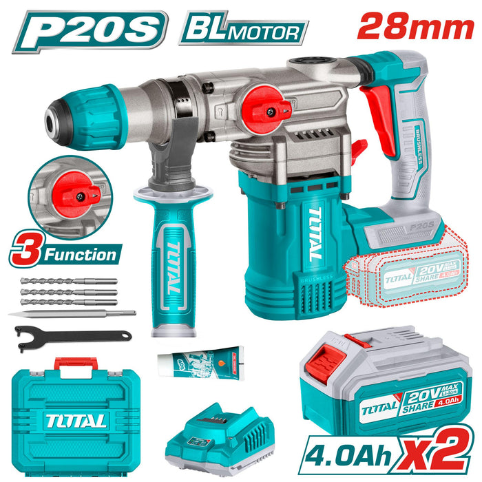 TRHLI202882 Marteau Perforateur TOTAL 20V SDS Plus 28mm Kit - TOTAL TOOLS TUNISIA Site officiel | Station d'outils