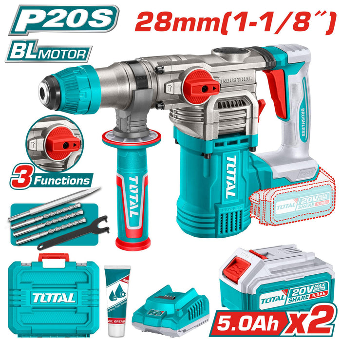 TRHLI202885-Marteau Perforateur Total 20V 5Ah Sans Fil 4.5J - TOTAL TOOLS TUNISIA Site officiel | Station d'outils