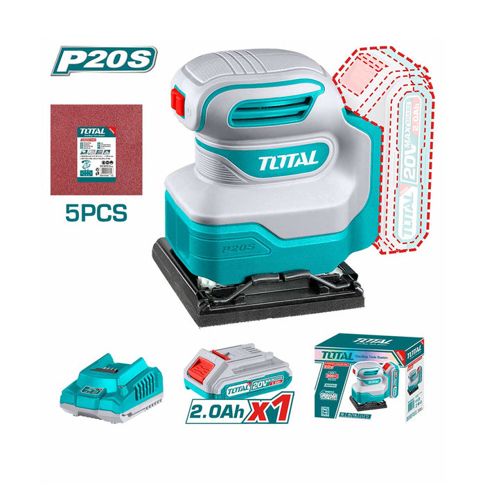 Ponceuse Vibrante Sans Fil TOTAL 20V Avec Batterie TSHSLI20141
