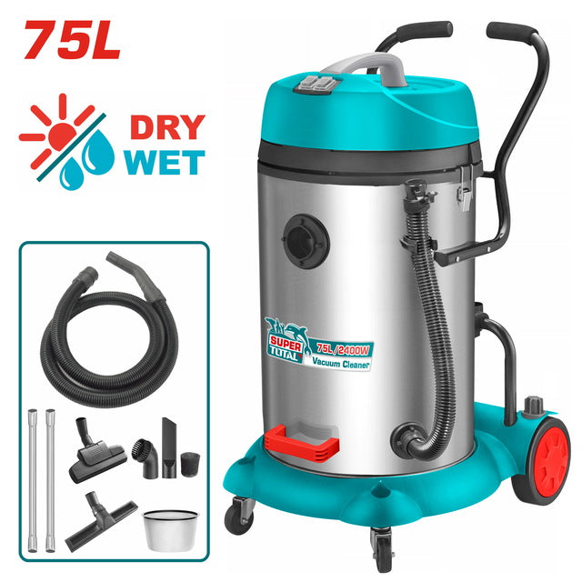 Aspirateur Industriel Eau Et Poussières 2400 W TOTAL TVC24751 Cuve 75 L