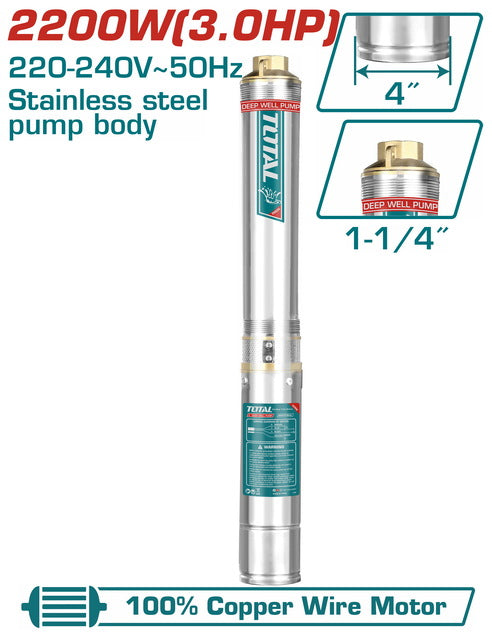 TWP522001 Pompe Puits Profonds Total 2.200W 6m3/h Pour Eau - TOTAL TOOLS TUNISIA Site officiel | Station d'outils