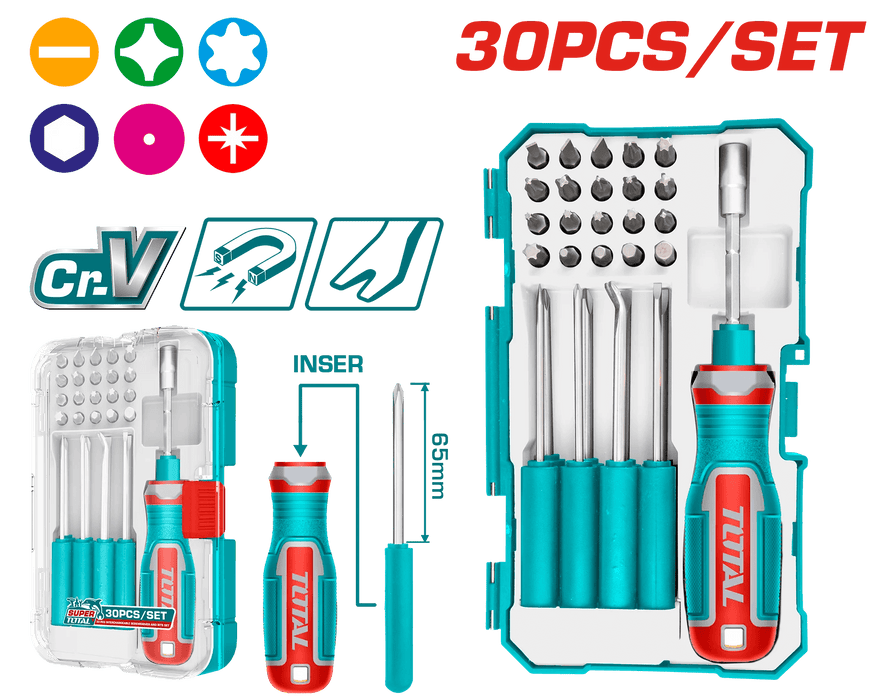 Coffret Tournevis JX30– TOTAL TUNISIA Ergonomie–TACSD30306 - TOTAL TOOLS TUNISIA Site officiel | Station d'outils