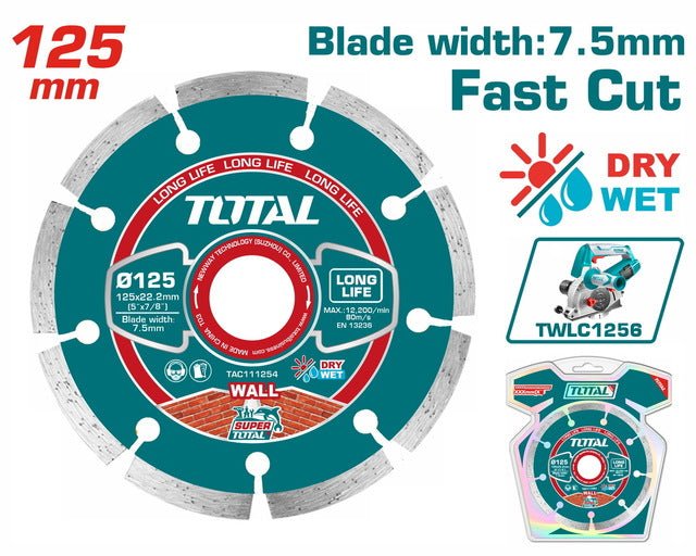 Disque Diamanté 125mm X 22,2mm Total TWLC1256 Longue Vie - TOTAL TOOLS TUNISIA Site officiel | Station d'outils