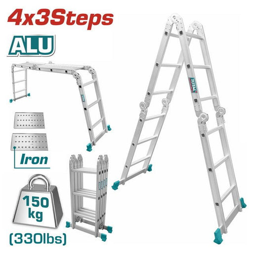 Échelle Aluminium 4x3 Marches 338 cm Polyvalente THLAD04431 - TOTAL TOOLS TUNISIA Site officiel | Station d'outils
