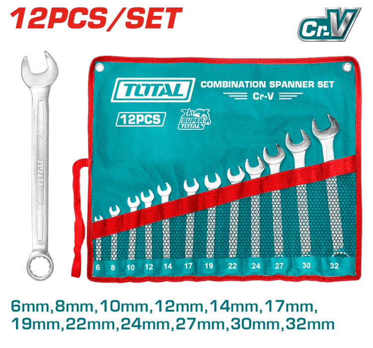 Ensemble Clés Mixtes Total 12 Pièces 6 32 MM Acier Cr V - TOTAL TOOLS TUNISIA Site officiel | Station d'outils