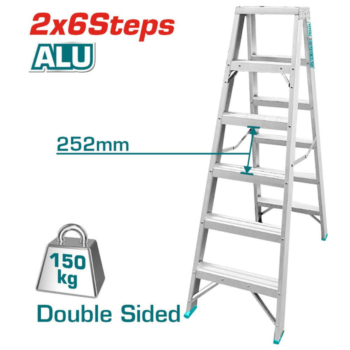 Escalier Double Face 2x6 Aluminium Léger Total THLAD01061 - TOTAL TOOLS TUNISIA Site officiel | Station d'outils