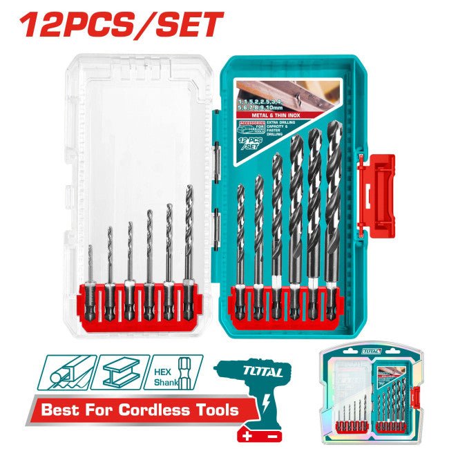 Jeu De Forets HSS Métal 12 Pièces À Queue Hex Shank TACSDL11206 - TOTAL TOOLS TUNISIA Site officiel | Station d'outils